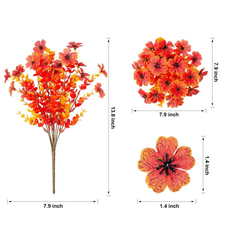 Ivydale Artificial Fake Fall Flower Plants for Outdoor Outside  12 Bundles Faux Silk Orange Mums UV Resistant Look Real for Autumn Planter Home Porch Patio Garden Yard - Image 3