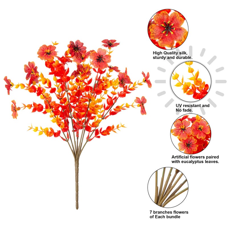 Ivydale Artificial Fake Fall Flower Plants for Outdoor Outside  12 Bundles Faux Silk Orange Mums UV Resistant Look Real for Autumn Planter Home Porch Patio Garden Yard - Image 4