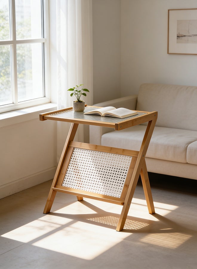 Migue home Modern Coffee Table and Side Table for Living Room or Bedroom, Easy Assembly, 53.5cm L x 35.5cm W x 55cm H, Lightwood Color - Image 1