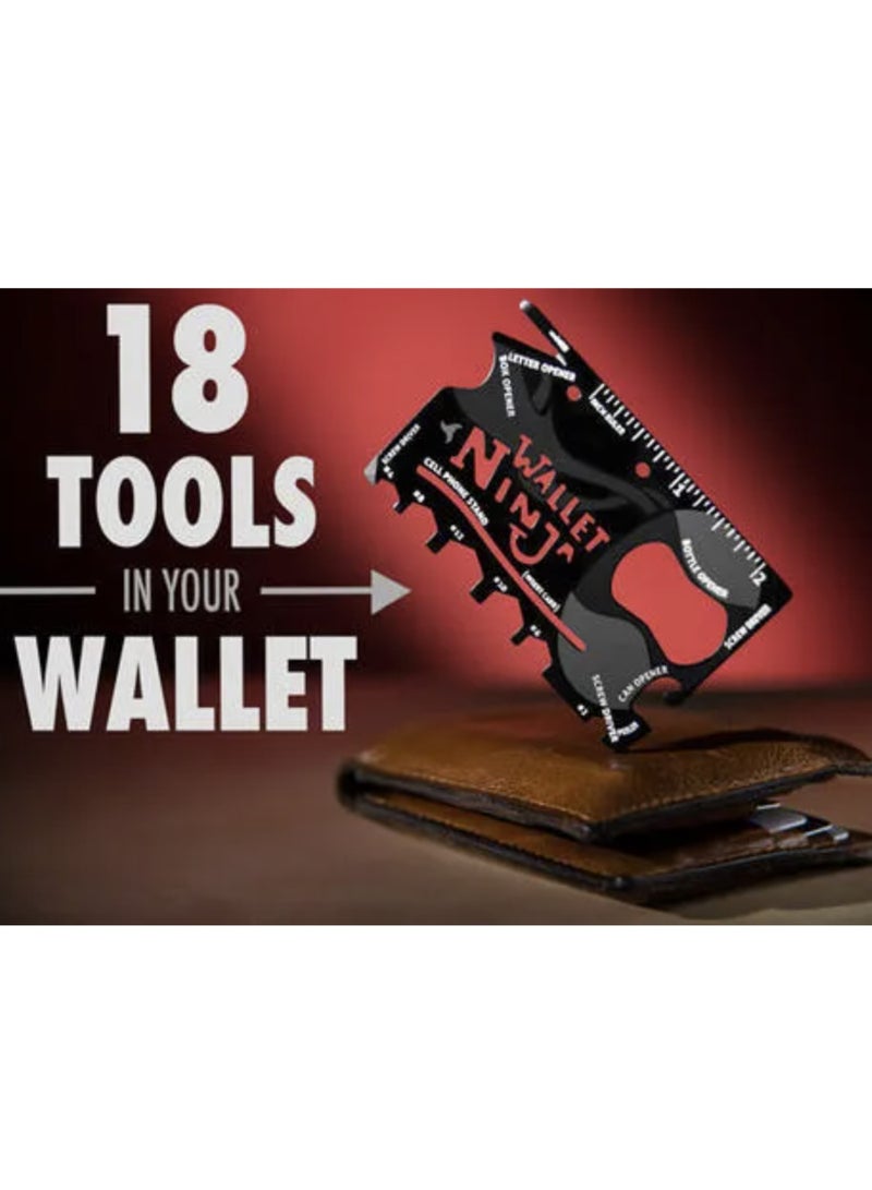 Wallet Ninja Wallet Tool 18 in 1 Card Gadget Outdoor Stainless Steel  - Image 1