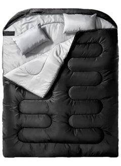 GGEROU Double Sleeping Bag, Ultra-Light Goose Down Sleeping Bag, Lightweight Sleeping Bags for Adults, Cotton Hollow Filled 0-20 Degree, 3.2kg, 230 * 160cm Black  - Image 1