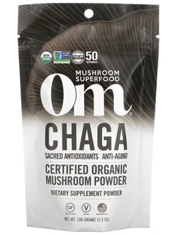 Om Organic Mushroom Nutrition Mushrooms, Certified Organic Mushroom Powder, Chaga, 3.5 oz (100 g) 