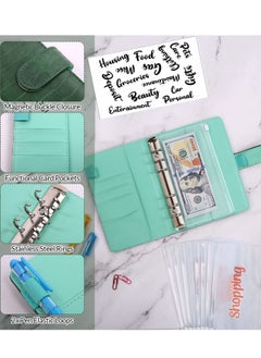 SYOSI Budget Binder with 8pcs Cash Envelopes for Budgeting, Crocodile Pattern A6 Binder with 2Pcs Label Stickers and 12Pcs Expense Trackers Money Organizer for Cash for Saving Binder(Green)  - Image 3