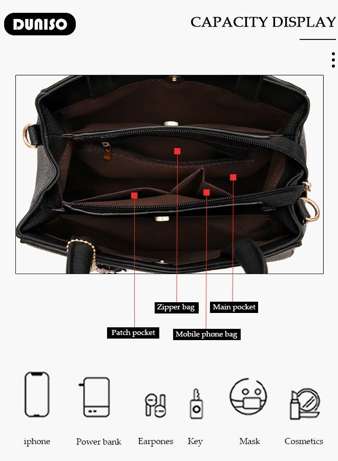 DUNISO Women's Handbag with Removable Shoulder Strap, Soft PU Leather Elegant Tote Bag, Large Capacity Tote Shoulder Bag, Fashion Ladies Satchel Bag for Office Travel Daily - Image 5