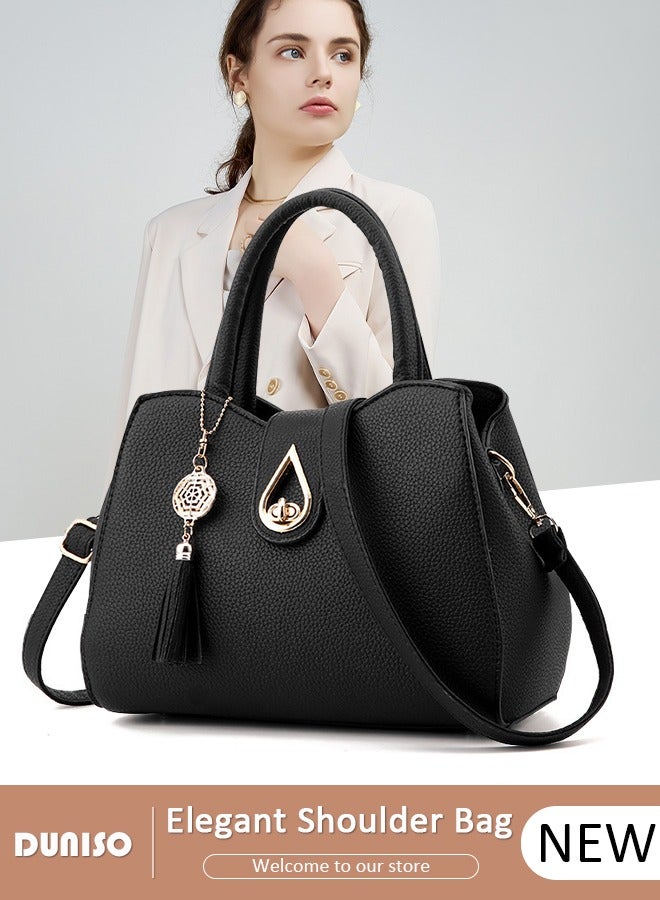 DUNISO Women's Handbag with Removable Shoulder Strap, Soft PU Leather Elegant Tote Bag, Large Capacity Tote Shoulder Bag, Fashion Ladies Satchel Bag for Office Travel Daily - Image 1