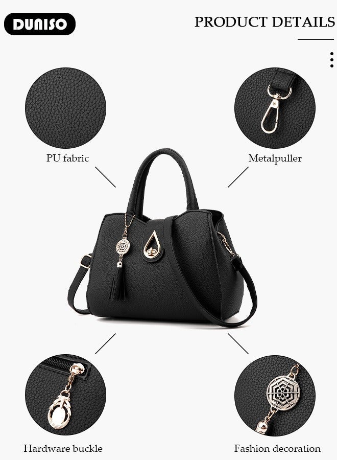 DUNISO Women's Handbag with Removable Shoulder Strap, Soft PU Leather Elegant Tote Bag, Large Capacity Tote Shoulder Bag, Fashion Ladies Satchel Bag for Office Travel Daily - Image 2