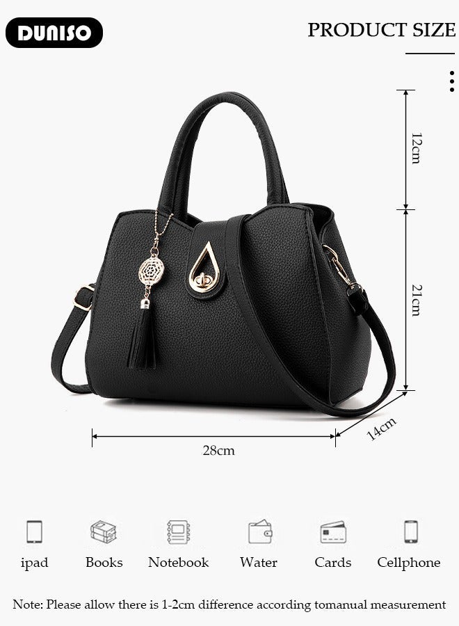 DUNISO Women's Handbag with Removable Shoulder Strap, Soft PU Leather Elegant Tote Bag, Large Capacity Tote Shoulder Bag, Fashion Ladies Satchel Bag for Office Travel Daily - Image 4