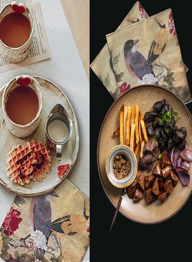 ALINK Decoupage Paper Napkins with Vintage Floral Pattern, Printting Peony Birds Decorative Dinner Tea Party Shower, 20 Count - Image 5