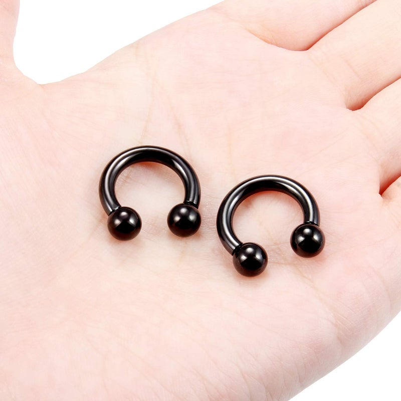 Ftovosyo PA Ring Internally Threaded Circular Barbells Horseshoe Large Septum Ring Ear Gauges Earrings 8G 3mm 12mm 1/2" 316L Surgical Steel Pierced Body Jewelry for Women Men - Image 4
