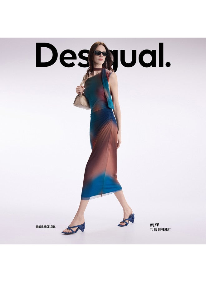DESIGUAL asymmetric Deconstructed Ombre Print Off-shoulder Dress For Ss25 - Image 2