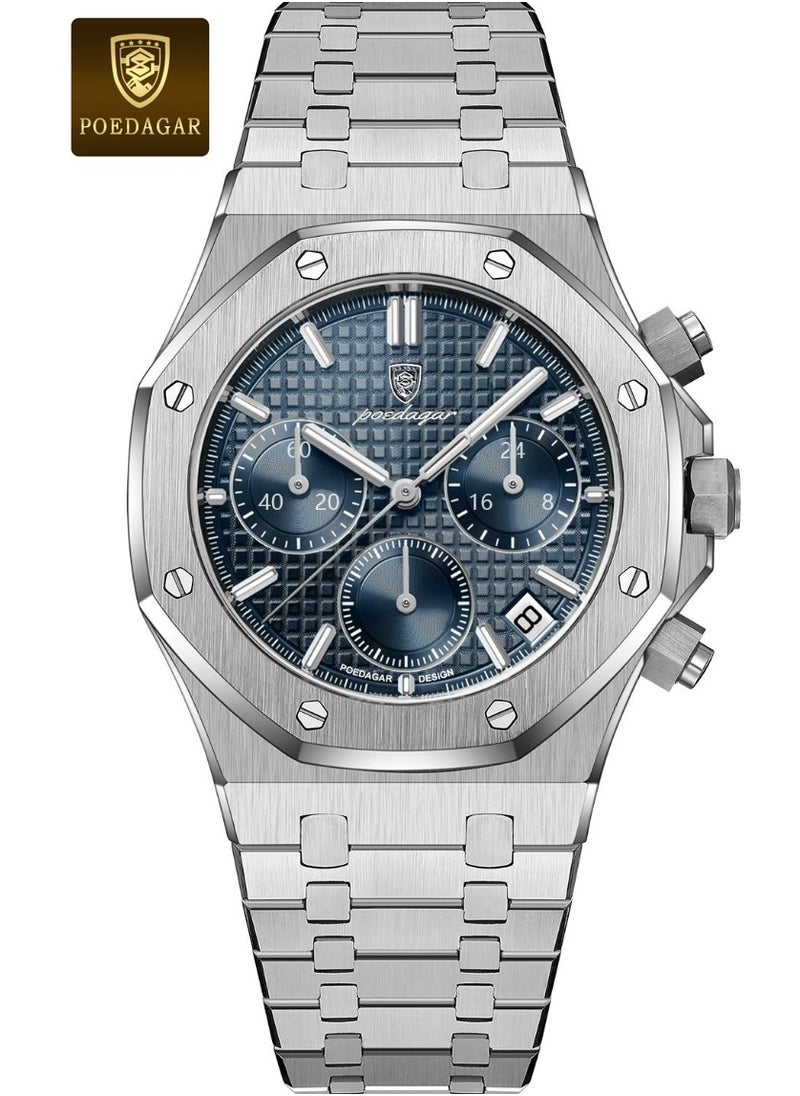 POEDAGAR Man Watch Waterproof Luminous Men's Watch Quartz- 42mm 