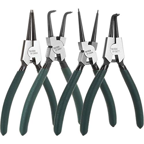 FengWu 4 Piece 7 Inch Internal/External Snap Ring Pliers Set Heavy Duty Circlip Pliers Kit Straight/Bent Jaw Pliers for Ring Remover Retaining and Remove Hoses - Image 1