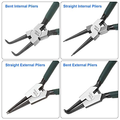 FengWu 4 Piece 7 Inch Internal/External Snap Ring Pliers Set Heavy Duty Circlip Pliers Kit Straight/Bent Jaw Pliers for Ring Remover Retaining and Remove Hoses - Image 3