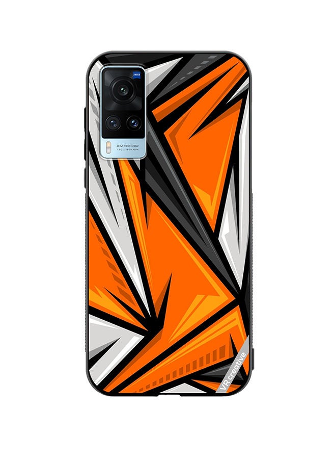 VR CREATIVE Protective Case Cover For Vivo X60 Texture Sports Racing Style Orange Color Design Multicolour - Image 1