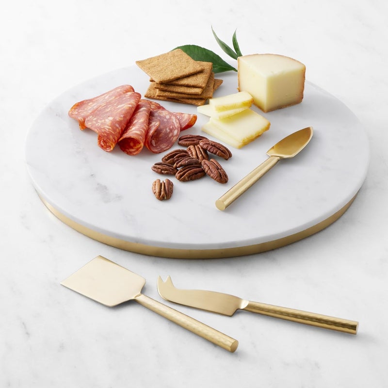 HSHQING Long Handle Gold Cheese Knife Set of 3 Beautiful Appetizers n Charcuterie Utensils Pronged n Flat & Parmesan Knives - Image 5
