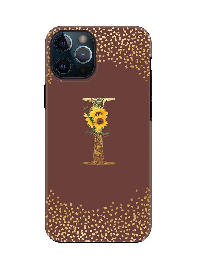 Stylizedd Monogram Tough Series for Apple iPhone 12 Pro Custom Initials Floral Mandala Pattern Tough Pro Dual Layer hybrid PC inner TPU protection Alphabet- I (Brown) - Image 1