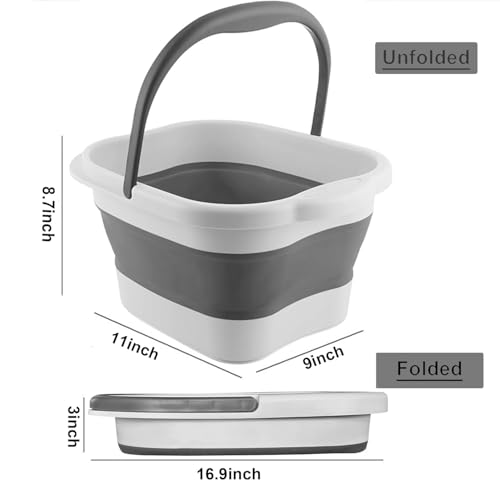 AXLOFO Collapsible Foot Bath Basin for Soaking Feet Foot Soak Tub Plastic Foot Bucket with Handles and Massage Acupoint for Pain ReliefPedicureHome Spa Treatment White - Image 3