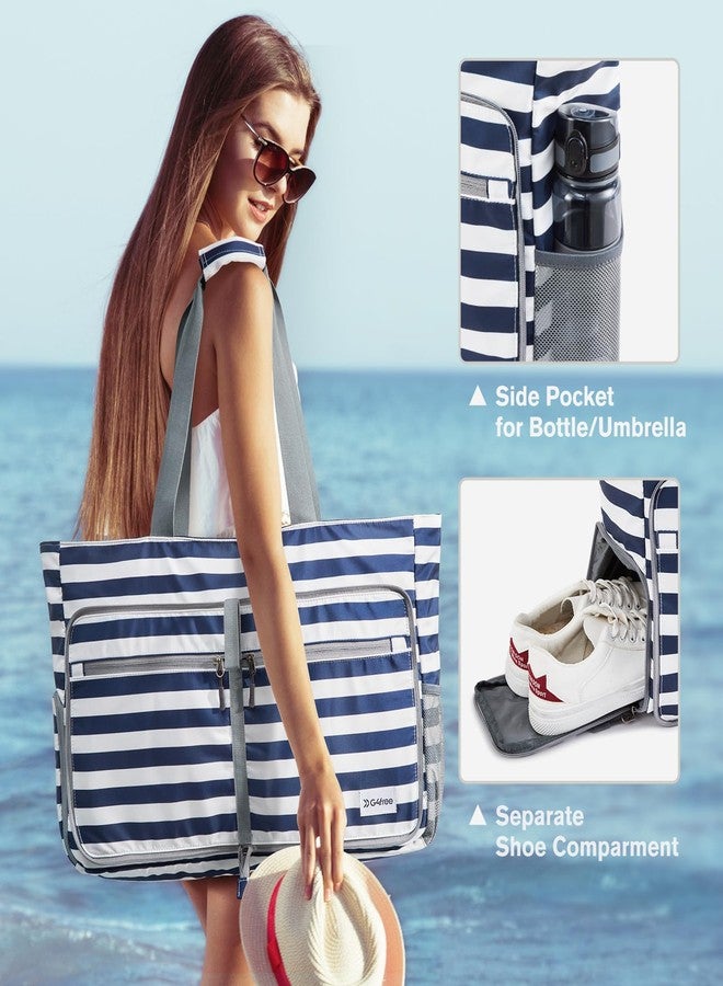 جي4فري حقيبة شاطئ كبيرة من G4Free، حقيبة قابلة للطي بسحاب، حقيبة حمام سباحة مقاومة للماء والرمل - Image 3