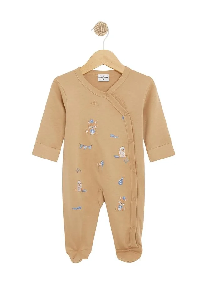 أطفال وأكثر Babies & More Newborn Boys Beige Sleepsuit