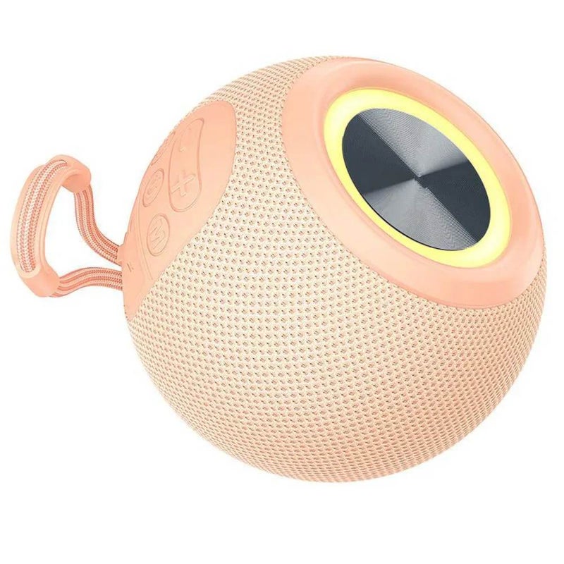 Portable Wireless Rechargeable Bluetooth Speaker Round Mini Stereo With LED Light- Pink