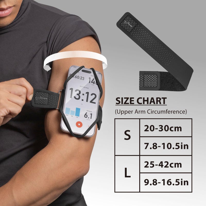BONE Run Tie 3, Running Phone Armband, Skin-Friendly Silicone Sport Armband with Dual Layer Structure for Heat-Dissipation, Workout Phone Holder for iPhone and 4-7"-7.2" Smartphones (Size L) - Image 5
