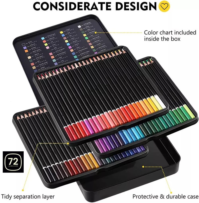 STORE 2508 Store2508 Premier Coloured Pencils in Metal Box Soft Core 72Count - Image 2
