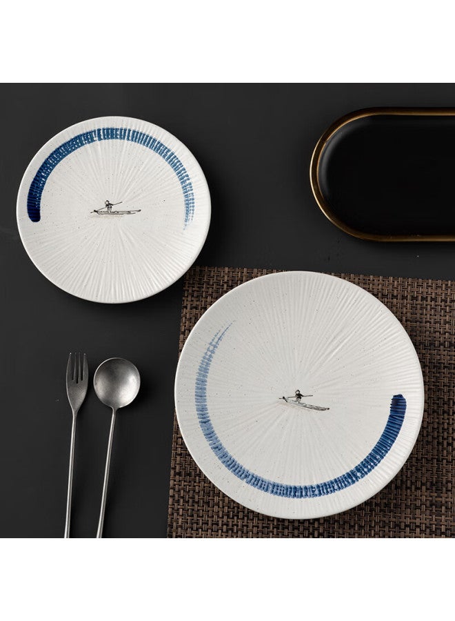 Onlycook Western-Style Plate Plate Ceramic Household Large Plate 10-Inch Fruit Plate Dinner Plate Dish White 10-Inch - Image 2