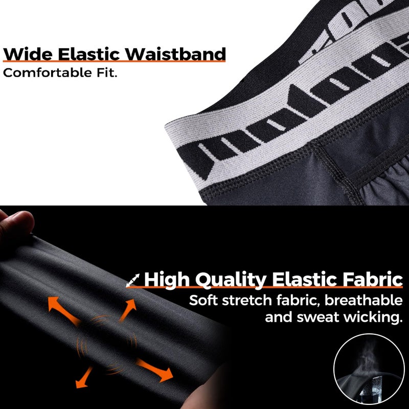 COOLOMG Youth Padded Sliding Shorts with Protective Cup Boys Baseball Compression Shorts Football Lacrosse Slider Black M - Image 2