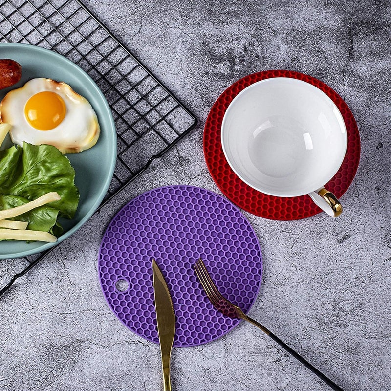 P Plus Fire Silicone Trivets Mat Multipurpose Non Slip Heat Resistant Pot Holder Trivets for Hot Dishes Hot Pads for Kitchen Pot Holders (Multi, Set of 4) - Image 5