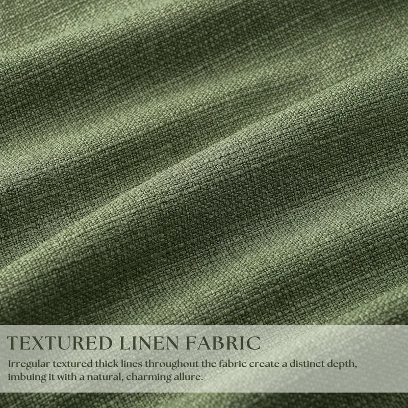 TWODRAPES 120 Inch Pinch Pleat Drapes Olive Green Room Darkening Curtains 120 Inches Long for Bedroom Rustic Cottagecore 100% Blackout Thick Linen Double Layer Pleated Curtain 2 Panels Set Loden Green Decor - Image 3