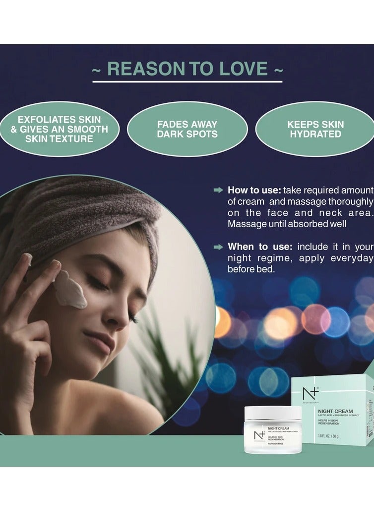 N+ Professional NIGHT CREAM LATIC ACID +IRISH MOSS EXTRACT 50GM - Image 2