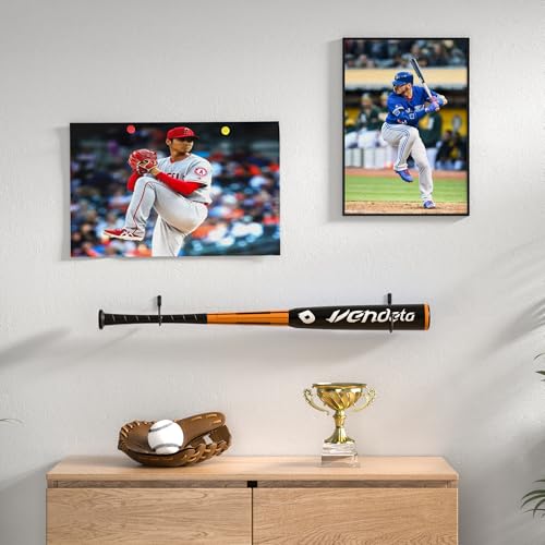 Josmimic Baseball Bat Holder Wall Mount: Black Bat Display Rack, Iron Softball Bat Storage Case, Bat Wall Hanging Hooks for Living Room, Bedroom, Entryway, Garage - Image 2