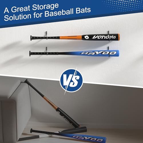 Josmimic Baseball Bat Holder Wall Mount: Black Bat Display Rack, Iron Softball Bat Storage Case, Bat Wall Hanging Hooks for Living Room, Bedroom, Entryway, Garage - Image 3