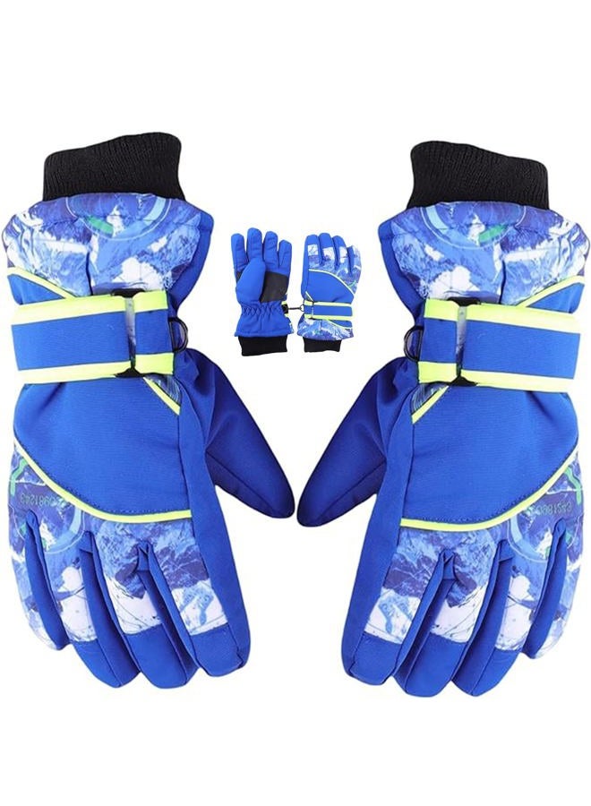 IZUS Kids Winter Ski Gloves for Cold-Weather Outdoor Water-Repellent Windproof Warmest Mittens for Boys Girls 4-8T (Blue, Fit for 4T-8T) - Image 1