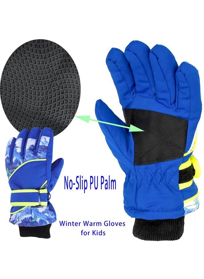 IZUS Kids Winter Ski Gloves for Cold-Weather Outdoor Water-Repellent Windproof Warmest Mittens for Boys Girls 4-8T (Blue, Fit for 4T-8T) - Image 3