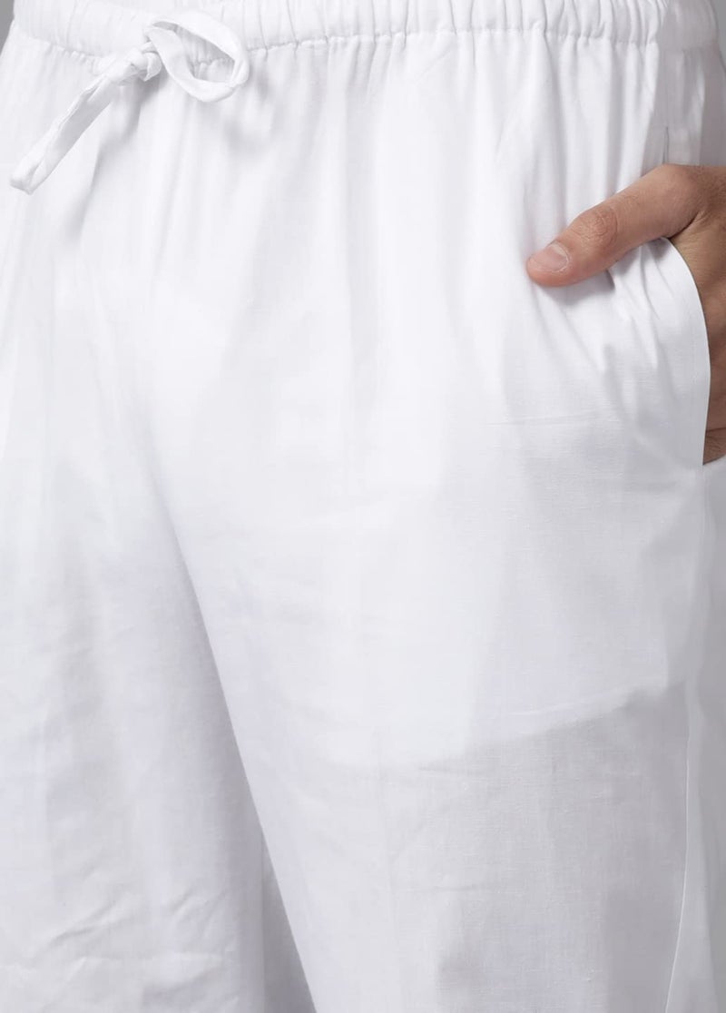 See Designs Mens Kurta | Specially Crafted and Designed for the Eid Festival White Cotton Embroidered Kurta with Pajama Set Mandarin Collar Long Sleeves Chikankari Kurta | SDKT109301XXL - Image 3