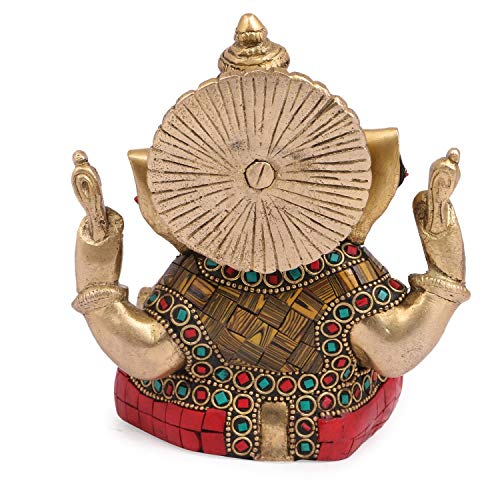 ARTVARKO Brass Lord Ganesha Brass Statue God Ganesh Bhagwan Ganpati Sitting Idol Sculpture Home Décor Murti. 5.5 Inch - Image 5
