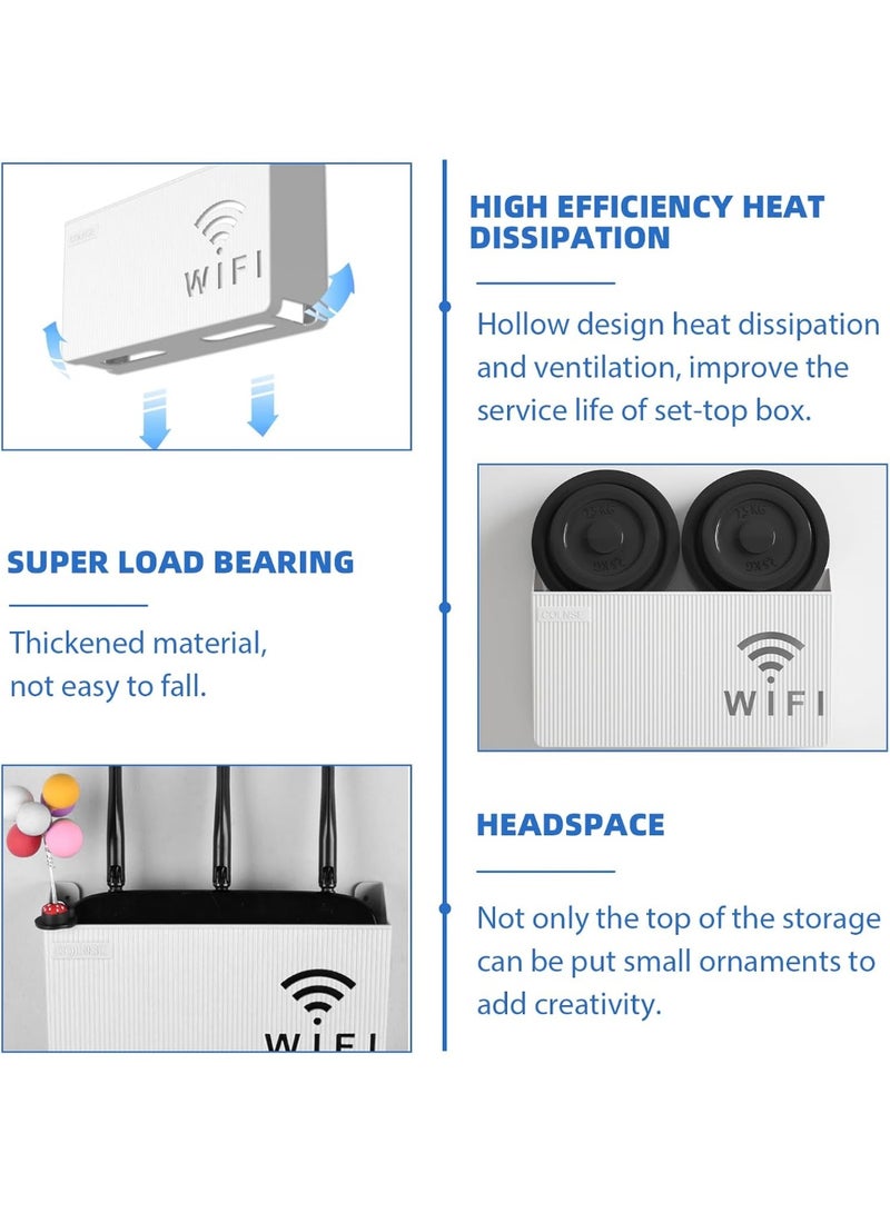 Wall-Mounted WiFi Router Storage Box, Living Room Set-top PP Box Rack Cover Shelf, Hider Cord Management Container, for Player TV Box Remotes - Image 5