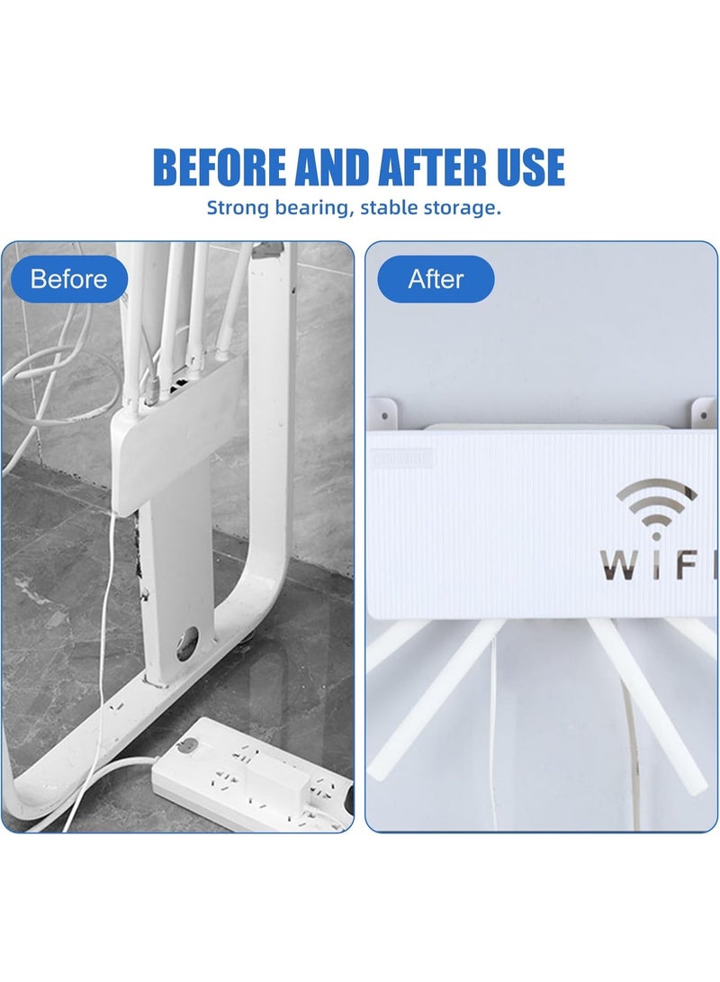 Wall-Mounted WiFi Router Storage Box, Living Room Set-top PP Box Rack Cover Shelf, Hider Cord Management Container, for Player TV Box Remotes - Image 3