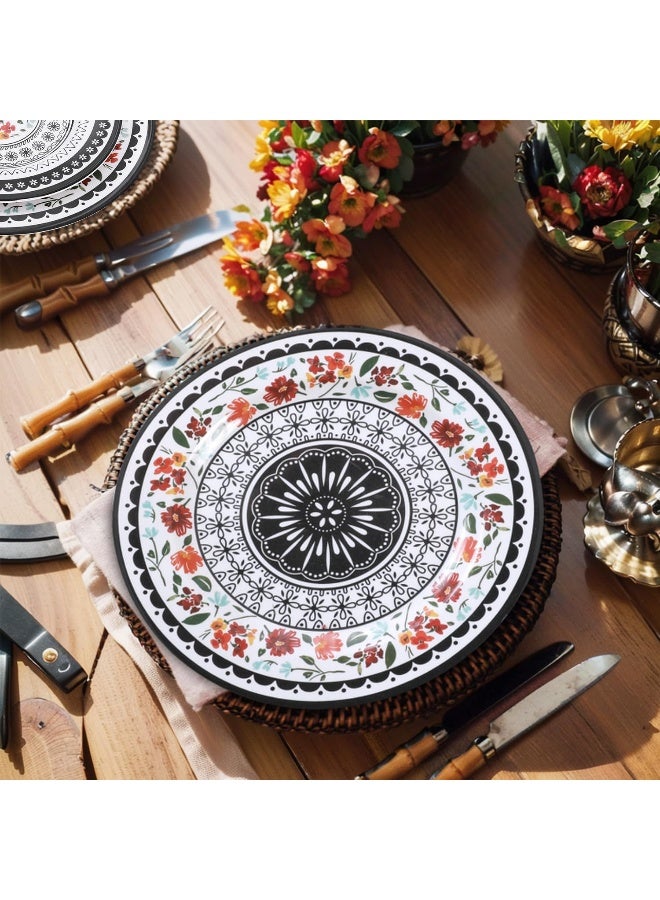 Gofunfun 12Piece Melamine Dinnerware Sets Unbreakable Dinner Dishes Set for Indoor and Outdoor Use Dishwasher Safe Lightweight Dinner Service for 4 Black and White - Image 4