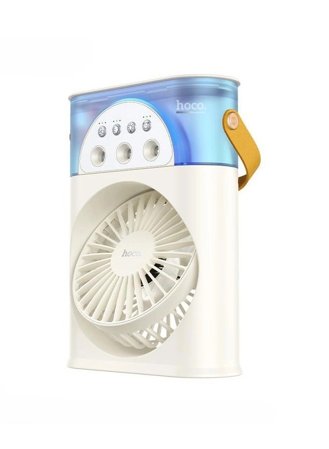 هوكو MMJ-03 جهاز ترطيب محمول متعدد الوظائف 2 في 1 مع مروحة تبريد ودوران 180 درجة، 3 سرعات، مدة استخدام 10 ساعات وإضاءة LED محيطة، خزان مياه سعة 250 مل، يعمل عبر USB - Image 1