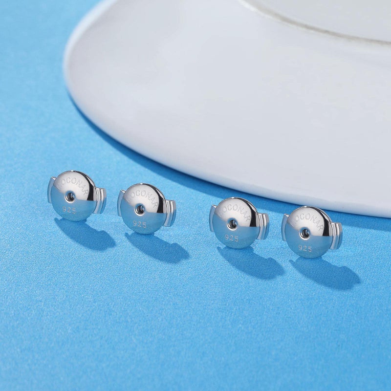 Moconar 14K White Gold Plated Locking Earring Backs for Studs, Hypoallergenic Secure Earring Backs Replacements for Earrings Notch Post 0.027â€˜â€™-0.039â€˜â€™(07mm-10mm) - Image 2