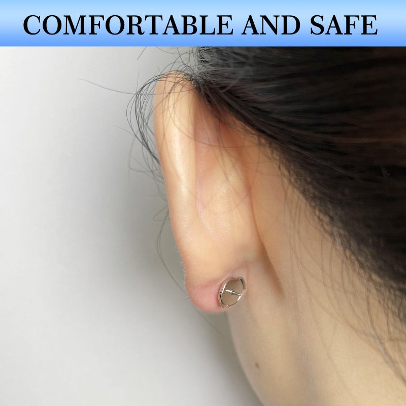 Moconar 14K White Gold Plated Locking Earring Backs for Studs, Hypoallergenic Secure Earring Backs Replacements for Earrings Notch Post 0.027â€˜â€™-0.039â€˜â€™(07mm-10mm) - Image 4
