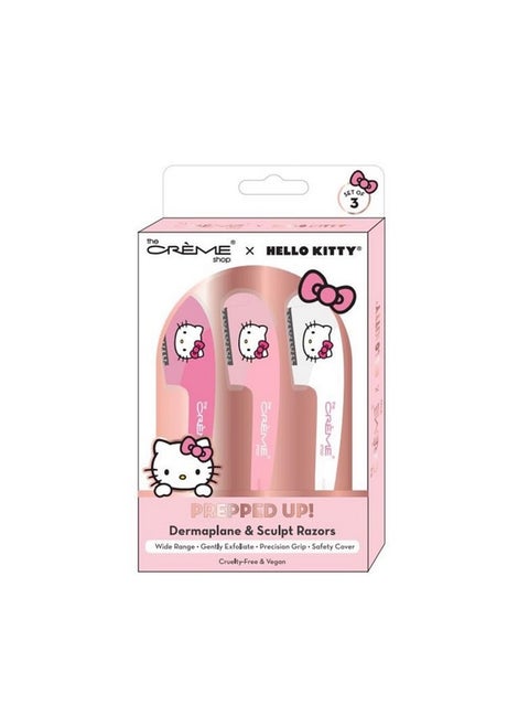 Hello Kitty Prepped Up Dermaplane & Sculpt Razors Wide Range Gently Exfoliate Precision Grip Set Of 3 Safety Covers Includedpink (3Pc)