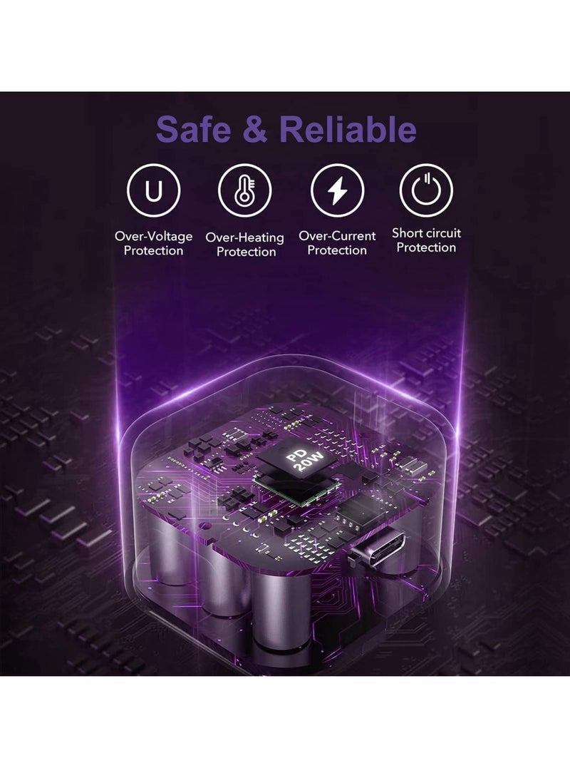 I Phone 15 Pro Max 20W USB Type - C Power Adapter Charger (USB Type - C to Type - C) USB-C Woven Charge Cable 1m ​​