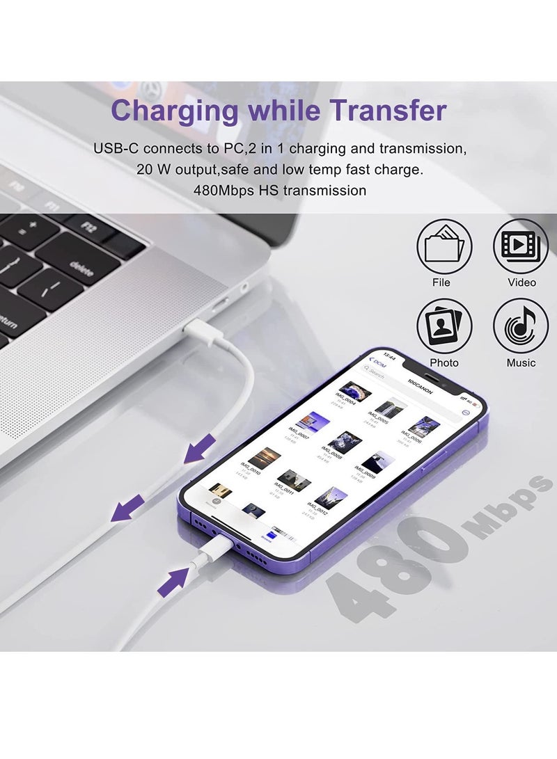 I Phone 15 Pro Max 20W USB Type - C Power Adapter Charger (USB Type - C to Type - C) USB-C Woven Charge Cable 1m ​​