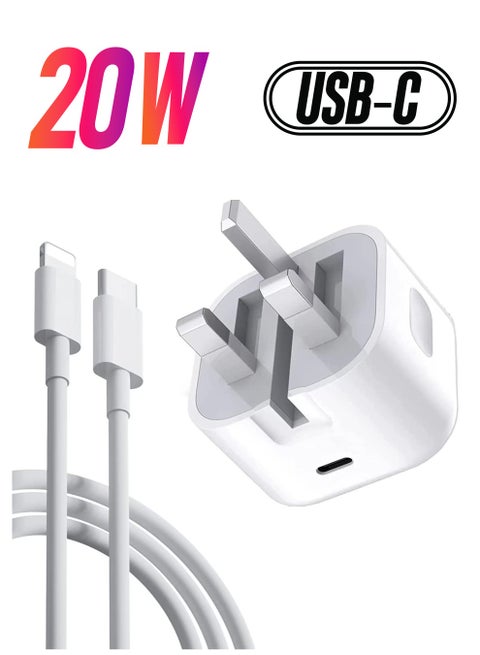 I Phone 15 Pro Max 20W USB Type - C Power Adapter Charger (USB Type - C to Type - C) USB-C Woven Charge Cable 1m ​​