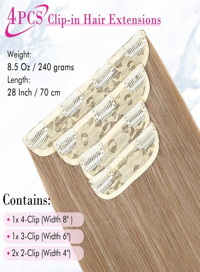 REECHO 28" Straight Super Long 4 PCS Set Thick Clip in on Hair Extensions Dark Blonde - Image 3