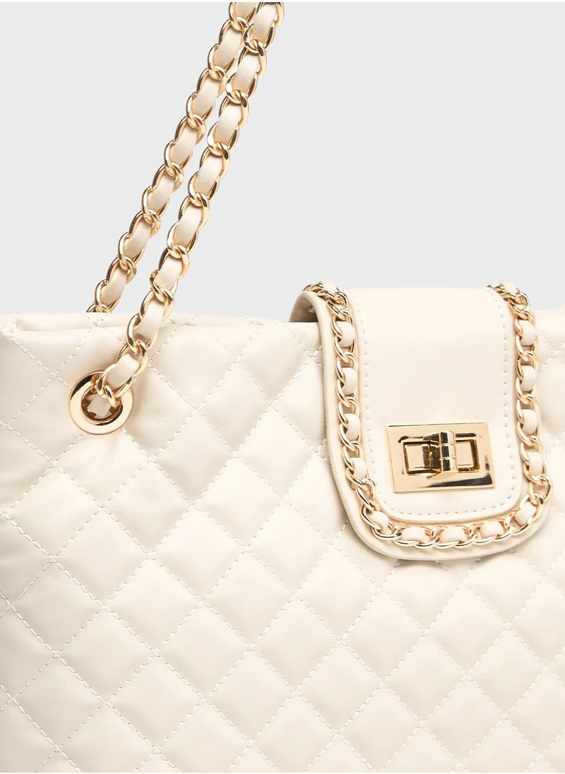 شو اكسبرس Chain Detail Zip Over Tote