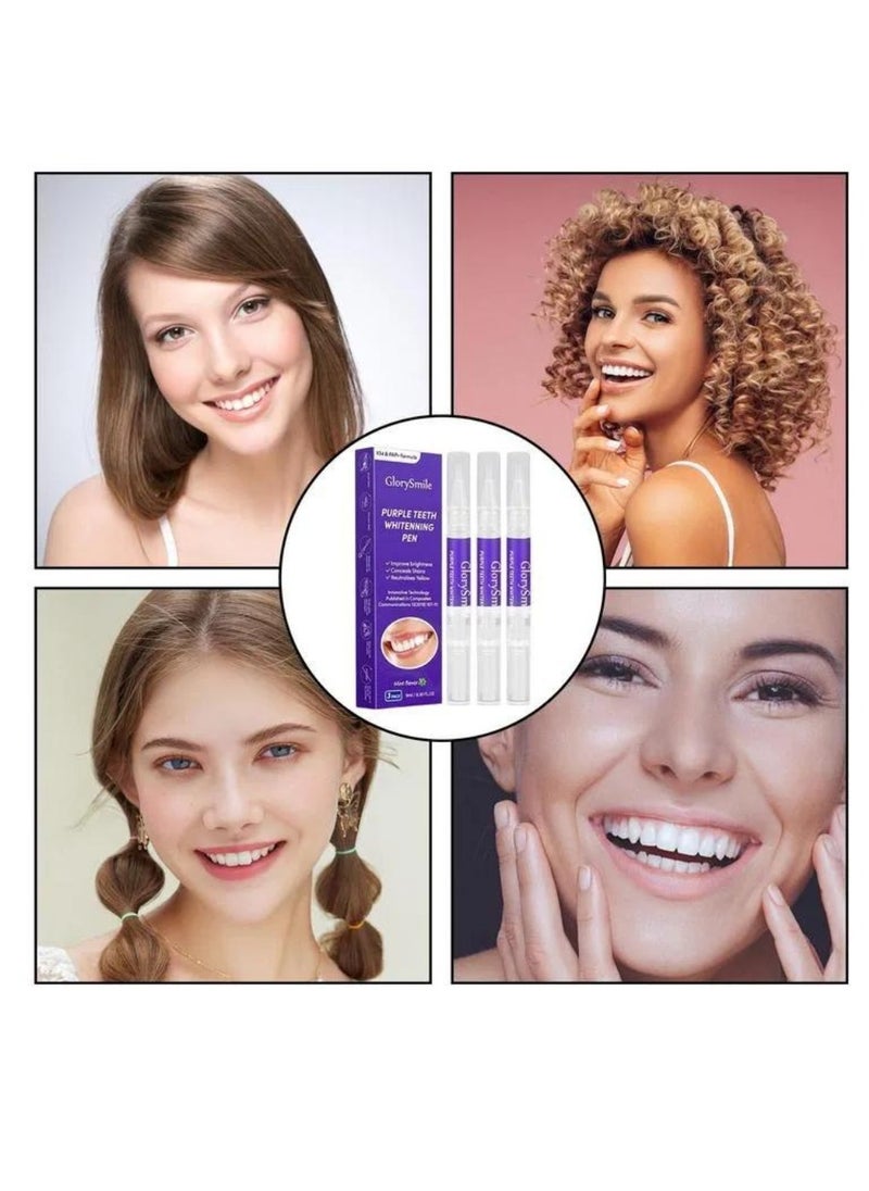 GlorySmile 3 Pcs Purple Teeth Whitening Pen Purple Toothpaste for Teeth Whitening V34 Color Corrector Toothpaste Purple Toothpaste Whitening Teeth Whitening Kit for Sensitive Teeth with Pap  - Image 3